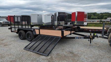 New 2024 BWise 7x16 Utility Trailer w/ Split Landscape Gate & SIDE GATE