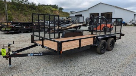 New 2024 BWise 7x16 Utility Trailer w/ Split Landscape Gate & SIDE GATE