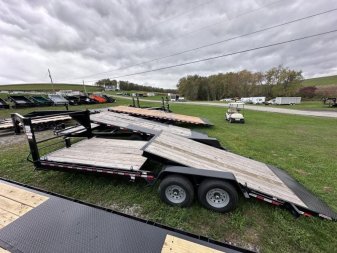 New 2024 Quality 24'6" (10' Stationary + 14' Tilt) PRO Lo Pro Gooseneck Split Tilt Trailer