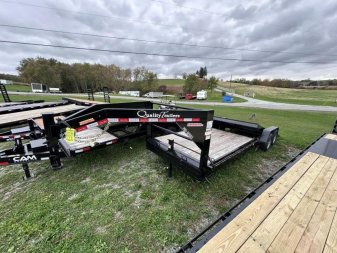 New 2024 Quality 24'6" (10' Stationary + 14' Tilt) PRO Lo Pro Gooseneck Split Tilt Trailer