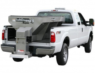 New 2025 SALTDOGG (1400601SS) 2 Cu Yd 8’ Stainless Hopper w/ Adj Chute - ELECTRIC w/ Conveyor Chain