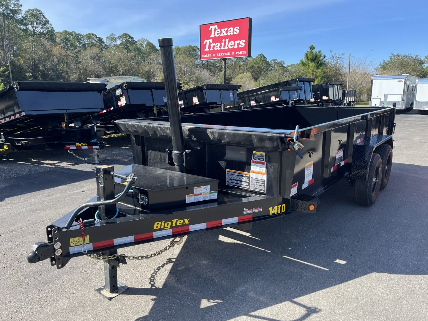 New 14TD-16BK6SIRPD BIG TEX 7' X 16' TELESCOPIC DUMP TRAILER W/ TARP & COMBO REAR GATE W/ 6' SLIDE IN RAMPS