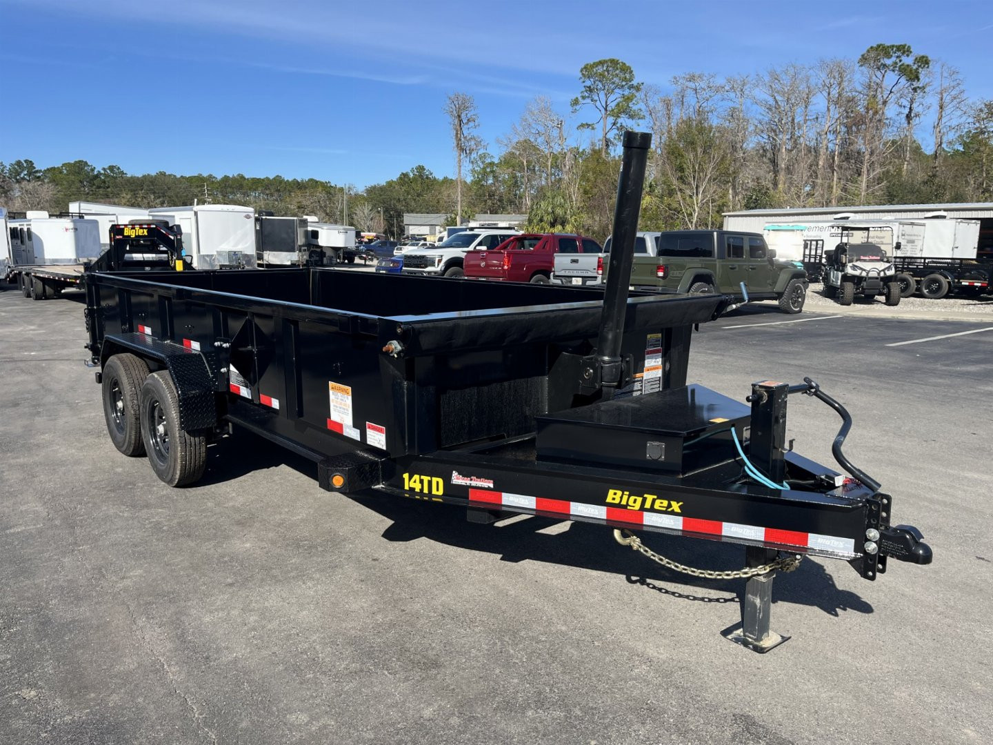 New 14TD-16BK6SIRPD BIG TEX 7' X 16' TELESCOPIC DUMP TRAILER W/ TARP & COMBO REAR GATE W/ 6' SLIDE IN RAMPS