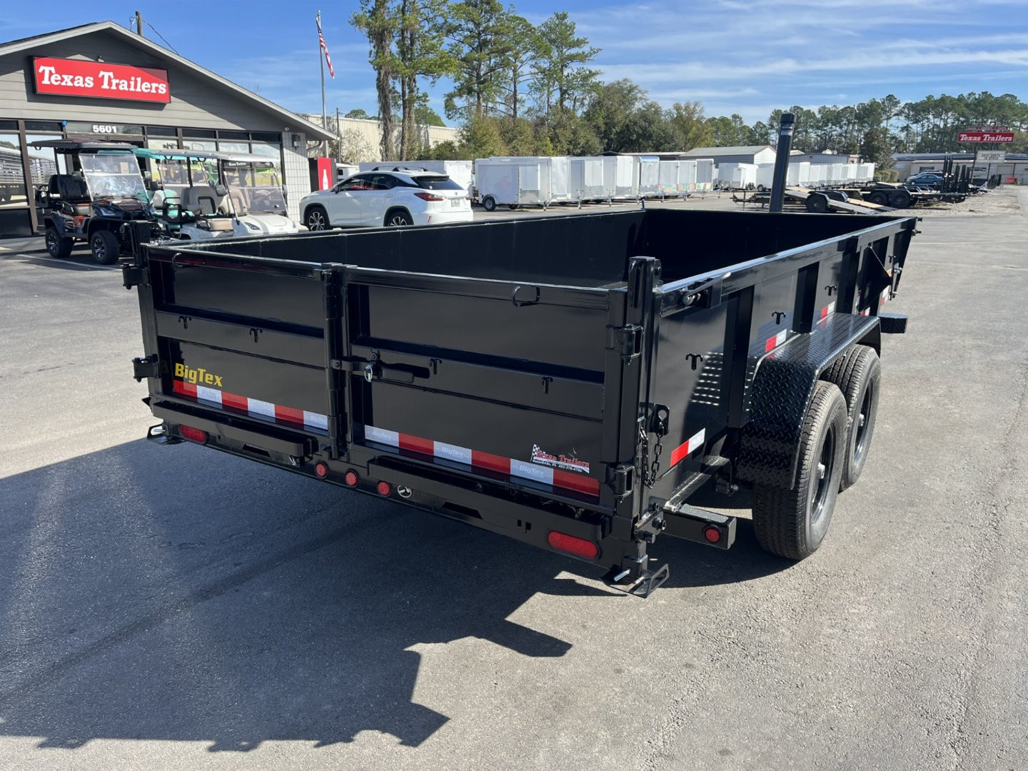 New 14TD-16BK6SIRPD BIG TEX 7' X 16' TELESCOPIC DUMP TRAILER W/ TARP & COMBO REAR GATE W/ 6' SLIDE IN RAMPS