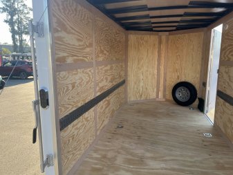 New GANS712SA CARGO MATE 7' X 12' ENCLOSED CARGO TRAILER W/ REAR RAMP DOOR, SIDE DOOR, & UPGRADES
