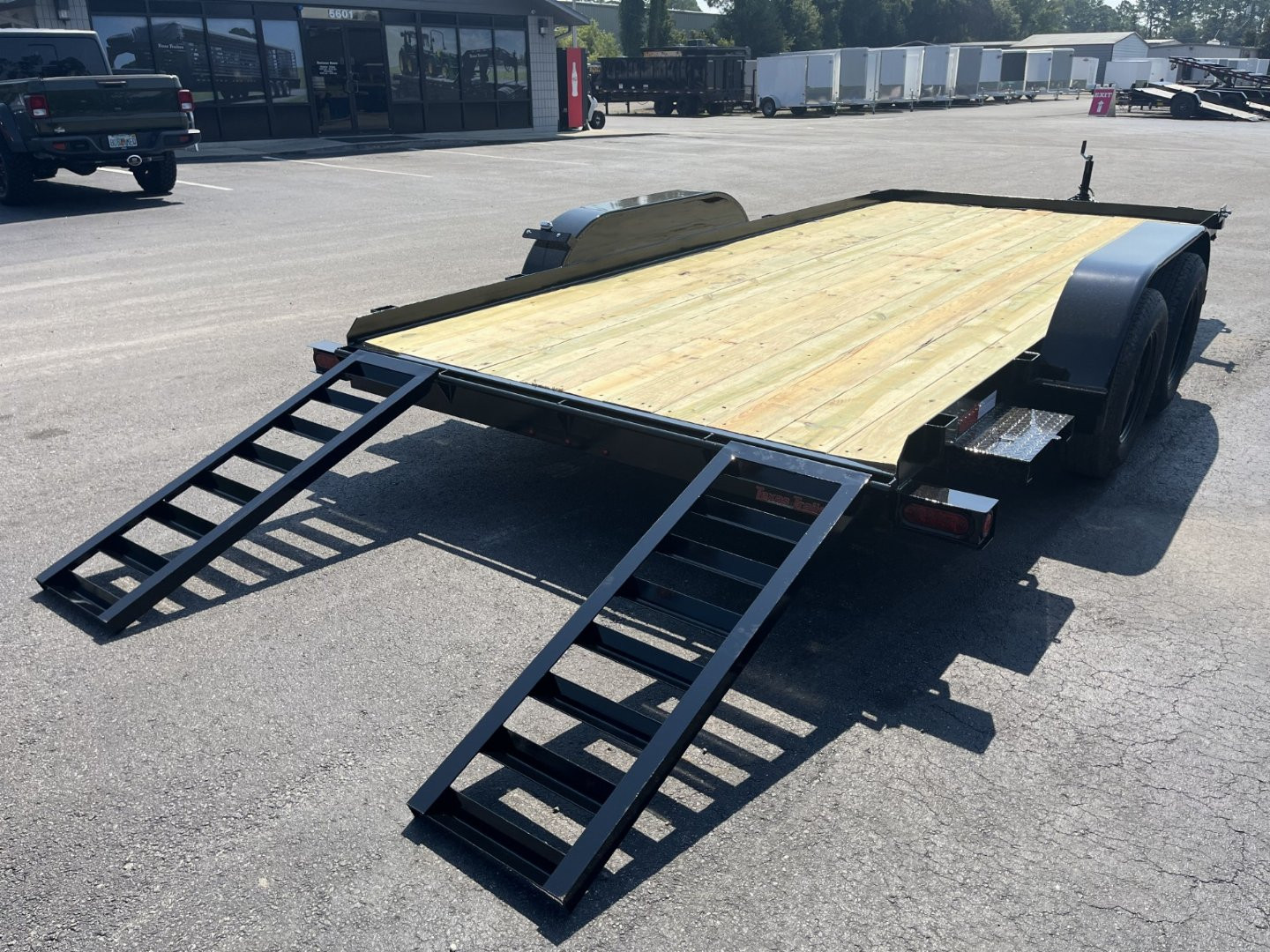 New CHE1660 TEXAS TRAILER 6'10" X 16' CAR HAULER W/ SLIDE UNDER RAMPS