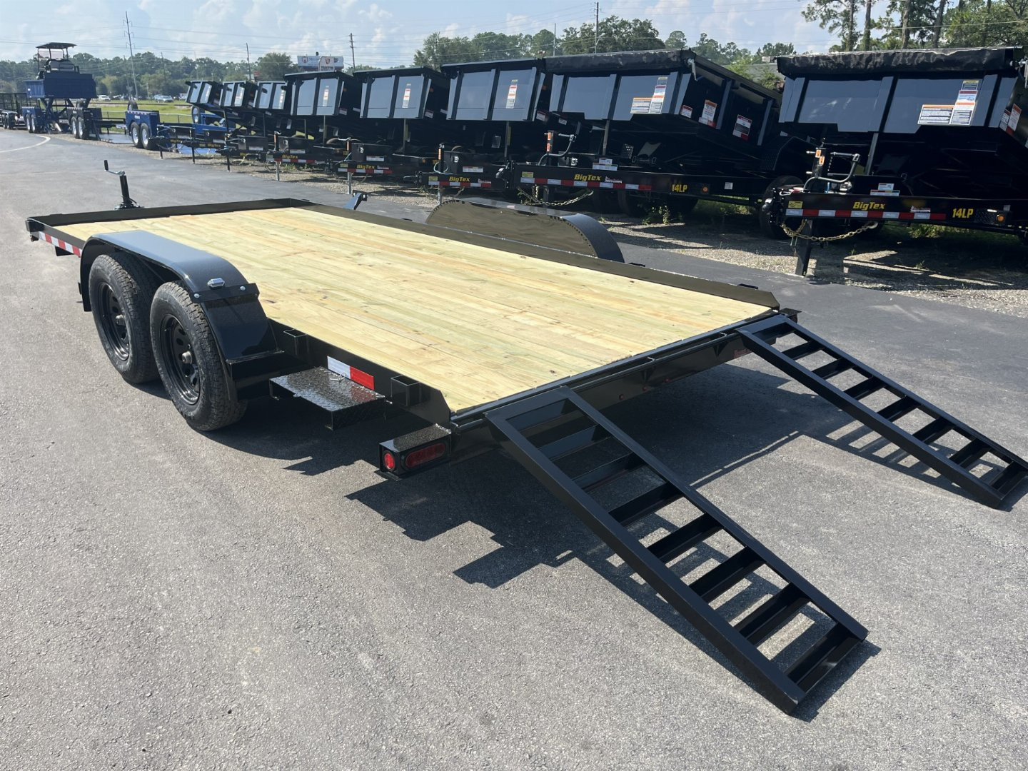 New CHE1660 TEXAS TRAILER 6'10" X 16' CAR HAULER W/ SLIDE UNDER RAMPS