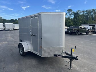 Used USED 2023 CARGO MATE GANS58SA 5'X8' ENCLOSED CARGO TRAILER W/ REAR RAMP DOOR & SIDE DOOR