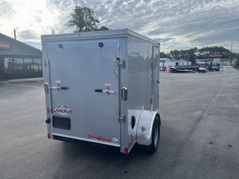 Used USED 2023 CARGO MATE GANS58SA 5'X8' ENCLOSED CARGO TRAILER W/ REAR RAMP DOOR & SIDE DOOR