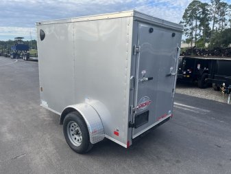 Used USED 2023 CARGO MATE GANS58SA 5'X8' ENCLOSED CARGO TRAILER W/ REAR RAMP DOOR & SIDE DOOR