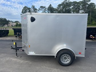 Used USED 2023 CARGO MATE GANS58SA 5'X8' ENCLOSED CARGO TRAILER W/ REAR RAMP DOOR & SIDE DOOR