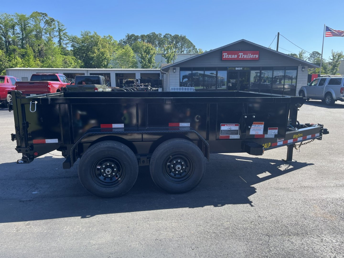 New 14LP-12BK6SIRPD BIG TEX 7' X 12' DUMP TRAILER W/ TARP & COMBO REAR GATE W/ 6' SLIDE IN RAMPS