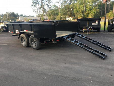 New 16LP-14BK6SIRPD BIG TEX 7' X 14' DUMP TRAILER W/ TARP & COMBO REAR GATE W/ 6' SLIDE IN RAMPS