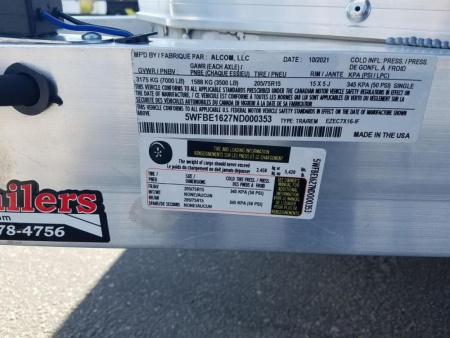 New EZEC7X16- IF E-Z HAULER 7' X 16' ALL ALUMINUM FRAME ENCLOSED CARGO TRAILER W/ REAR RAMP DOOR & SIDE DOOR