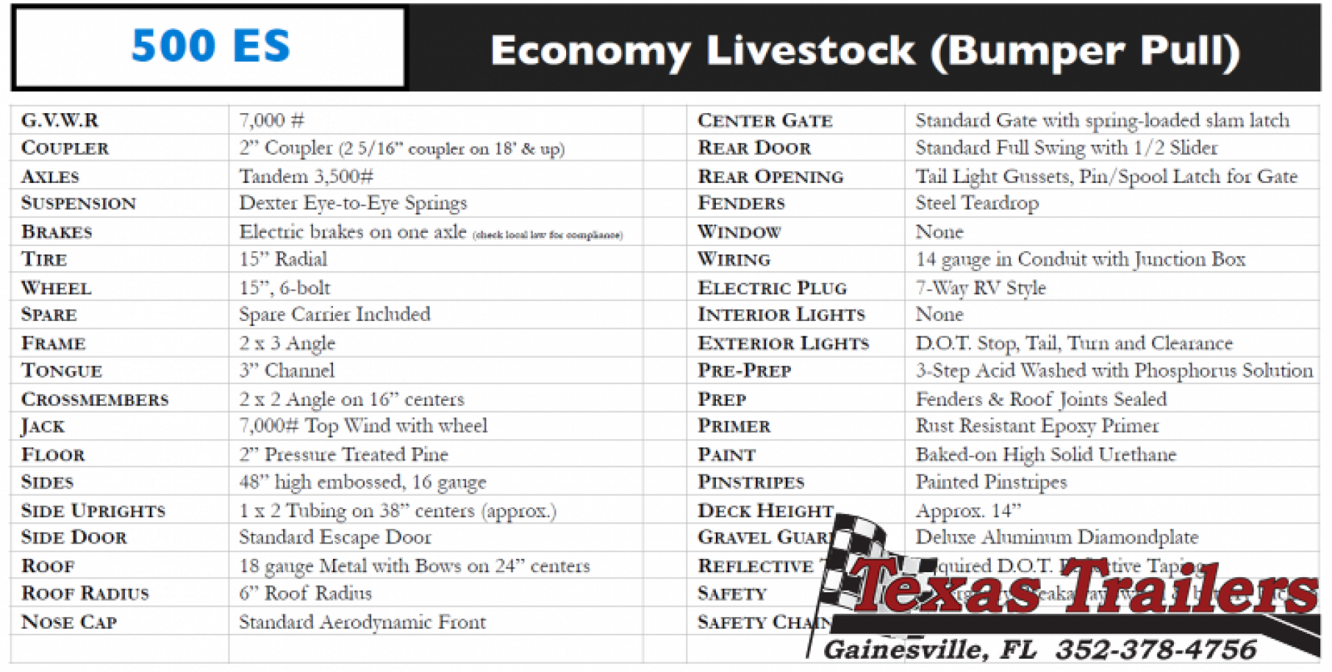 New 500ES-16 DELTA 6' X 16' X 6'6" TALL ECONOMY LIVESTOCK TRAILER