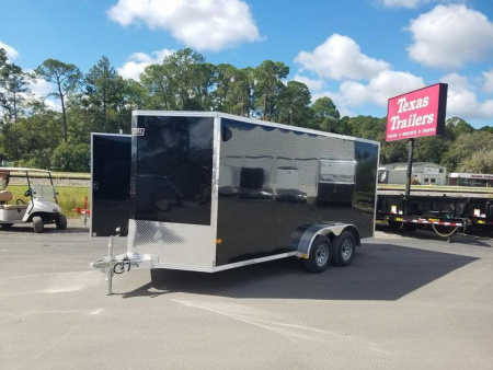 New EZEC7X16- IF E-Z HAULER 7' X 16' ALL ALUMINUM FRAME ENCLOSED CARGO TRAILER W/ REAR RAMP DOOR & SIDE DOOR