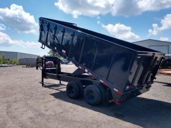 New 25DU-20BK8SIR BIG TEX 8' X 20' DUAL TANDEM GOOSENECK DUMP TRAILER W/ ROLLER ARM TARP ASSEMBLY