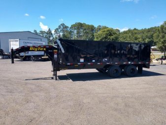 New 25DU-20BK8SIR BIG TEX 8' X 20' DUAL TANDEM GOOSENECK DUMP TRAILER W/ ROLLER ARM TARP ASSEMBLY