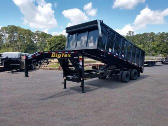 New 25DU-20BK8SIR BIG TEX 8' X 20' DUAL TANDEM GOOSENECK DUMP TRAILER W/ ROLLER ARM TARP ASSEMBLY