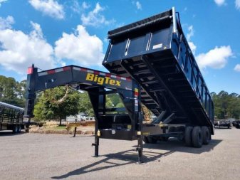 New 25DU-20BK8SIR BIG TEX 8' X 20' DUAL TANDEM GOOSENECK DUMP TRAILER W/ ROLLER ARM TARP ASSEMBLY
