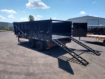 New 25DU-20BK8SIR BIG TEX 8' X 20' DUAL TANDEM GOOSENECK DUMP TRAILER W/ ROLLER ARM TARP ASSEMBLY