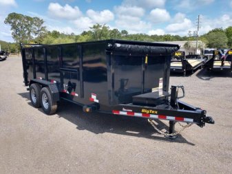 New 14LP-16BK6-P4 BIG TEX 7' X 16' DUMP TRAILER W/ TARP & 4' SIDES