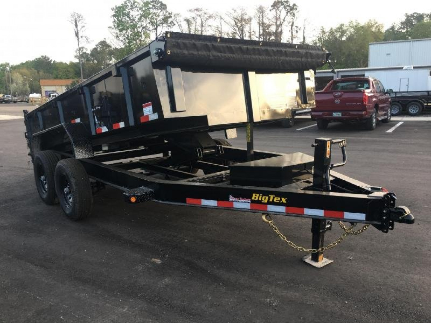 New 14LP-14 BIG TEX 7' X 14' DUMP TRAILER W/ TARP & COMBO REAR GATE W/ 6' SLIDE IN RAMPS