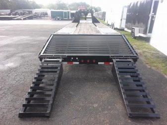 New 22GN-25D5A-FRBK BIG TEX 8.5' X 25' GOOSENECK DUAL TANDEM FLATBED W/ 5' FOLD UP RAMPS & FREE SPARE TIRE