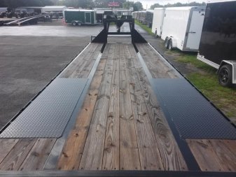 New 22GN-25D5A-FRBK BIG TEX 8.5' X 25' GOOSENECK DUAL TANDEM FLATBED W/ 5' FOLD UP RAMPS & FREE SPARE TIRE