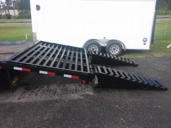 New 22GN-25D5A-FRBK BIG TEX 8.5' X 25' GOOSENECK DUAL TANDEM FLATBED W/ 5' FOLD UP RAMPS & FREE SPARE TIRE