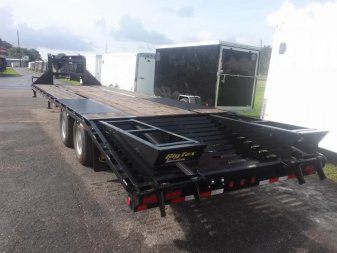 New 22GN-25D5A-FRBK BIG TEX 8.5' X 25' GOOSENECK DUAL TANDEM FLATBED W/ 5' FOLD UP RAMPS & FREE SPARE TIRE