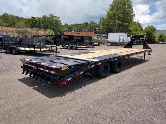 New 22GN-25D5A-MRBK BIG TEX 8.5' X 25' GOOSENECK DUAL TANDEM FLAT BED W/ MEGA RAMPS & FREE SPARE TIRE