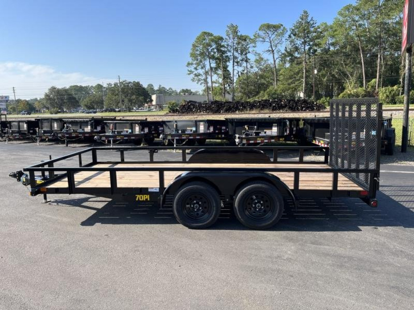 New 70PI-16BK4RG BIG TEX 7' X 16' PIPE UTILITY TRAILER W/ TAILGATE AND BRAKES ON ONE AXLES