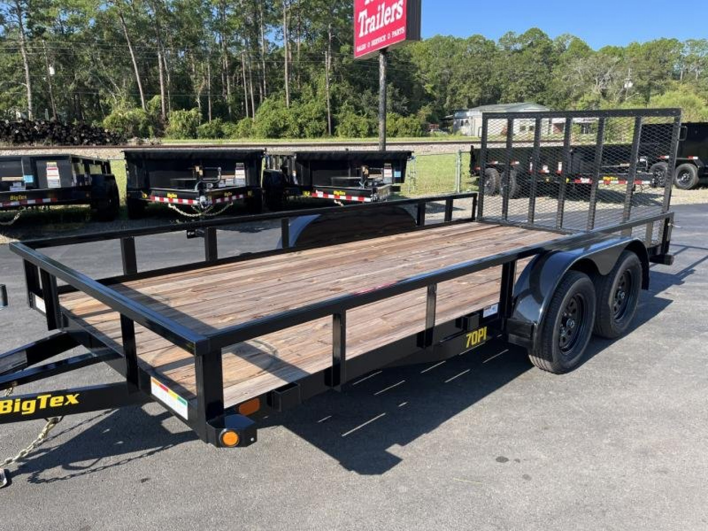 New 70PI-16BK4RG BIG TEX 7' X 16' PIPE UTILITY TRAILER W/ TAILGATE AND BRAKES ON ONE AXLES