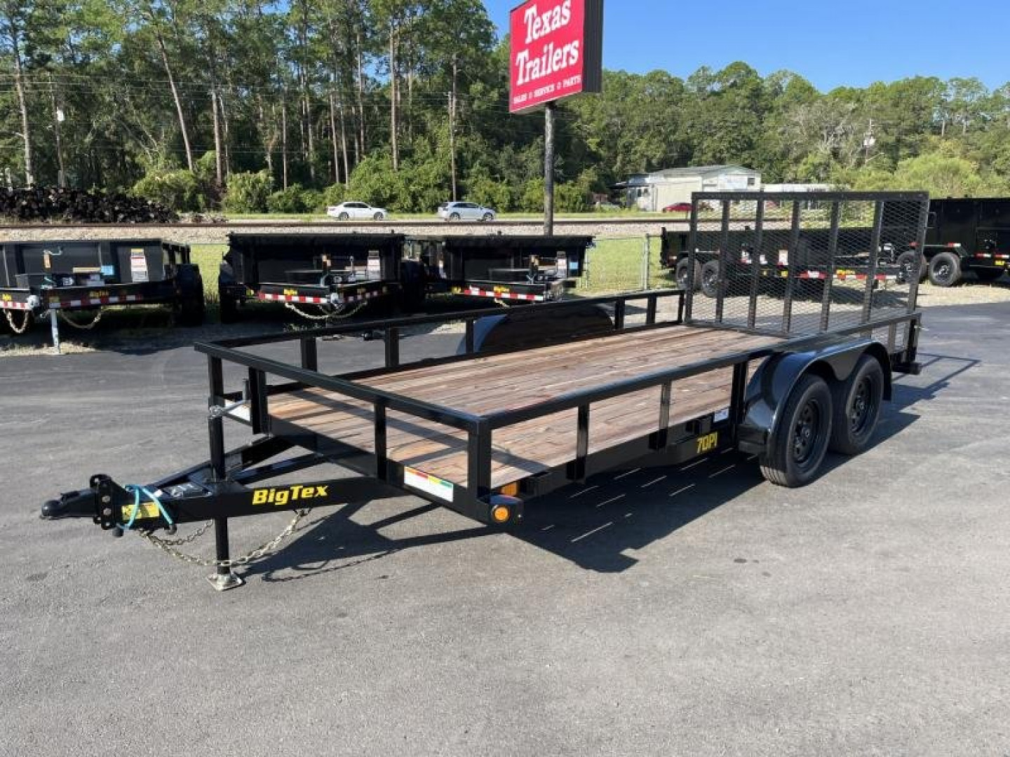 New 70PI-16BK4RG BIG TEX 7' X 16' PIPE UTILITY TRAILER W/ TAILGATE AND BRAKES ON ONE AXLES