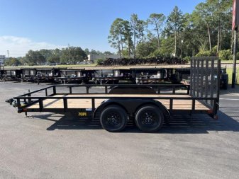 New 70PI-16BK4RG BIG TEX 7' X 16' PIPE UTILITY TRAILER W/ TAILGATE AND BRAKES ON ONE AXLES
