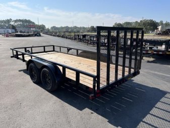 New 70PI-16BK4RG BIG TEX 7' X 16' PIPE UTILITY TRAILER W/ TAILGATE AND BRAKES ON ONE AXLES
