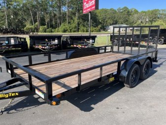 New 70PI-16BK4RG BIG TEX 7' X 16' PIPE UTILITY TRAILER W/ TAILGATE AND BRAKES ON ONE AXLES