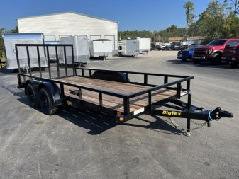 New 70PI-16BK4RG BIG TEX 7' X 16' PIPE UTILITY TRAILER W/ TAILGATE AND BRAKES ON ONE AXLES