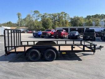 New 70PI-16BK4RG BIG TEX 7' X 16' PIPE UTILITY TRAILER W/ TAILGATE AND BRAKES ON ONE AXLES