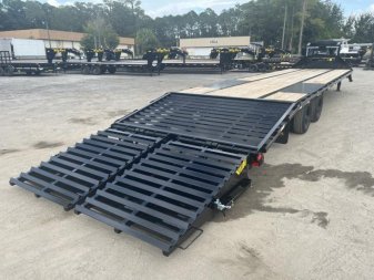 New 22GN-35D5A-MRBK BIG TEX 8.5' X 35' GOOSENECK DUAL TANDEM FLAT BED W/ MEGA RAMPS & FREE SPARE TIRE