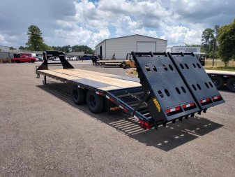 New 22GN-30D5A-MRBK BIG TEX 8.5' X 30' GOOSENECK DUAL TANDEM FLAT BED W/ MEGA RAMPS ; FREE SPARE TIRE