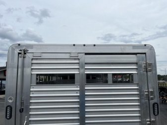New LIVGN14K20 FRONTIER 7' X 20' ALUMINUM GOOSENECK STOCK TRAILER