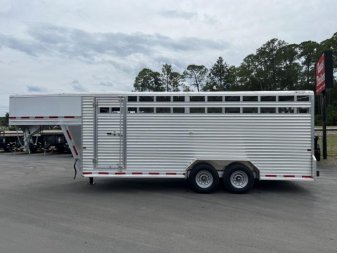New LIVGN14K20 FRONTIER 7' X 20' ALUMINUM GOOSENECK STOCK TRAILER