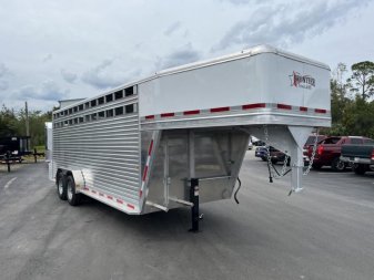 New LIVGN14K20 FRONTIER 7' X 20' ALUMINUM GOOSENECK STOCK TRAILER