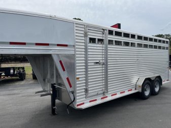 New LIVGN14K20 FRONTIER 7' X 20' ALUMINUM GOOSENECK STOCK TRAILER