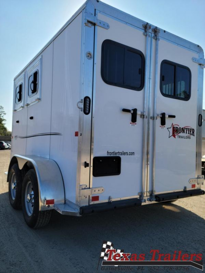 New STRD2HBP FRONTIER STRIDER 2 HORSE 6'8" X 11' ALUMINUM BUMPER PULL HORSE TRAILER W/ SPARE TIRE