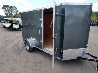 New GANS612SA CARGO MATE 6' X 12' ENCLOSED CARGO TRAILER W/ REAR RAMP DOOR AND SIDE DOOR
