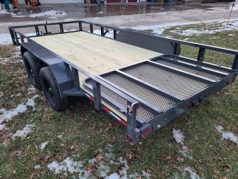 New Heartland 82  X 16' utility, 4' rear gate, 1 brake,