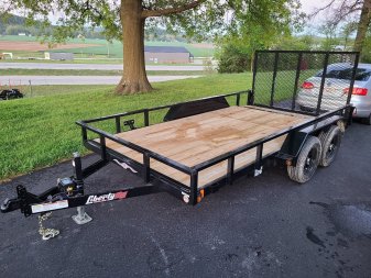 New 83 X 14 dovetail, 2-35K axles w/ 2 brakes, 7K dropleg jack, 2 5/16" adj coupler/hitch, #800